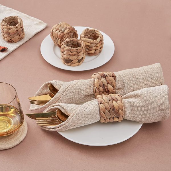 6pcs Farmhouse Napkin Rings Holder by Handmade, Rustic Woven Napkin Rings Holder, Fall Napkin Rings, Woven Napkin Rings for Thanksgiving, Christmas, New Year Eve, Easter - Image 3