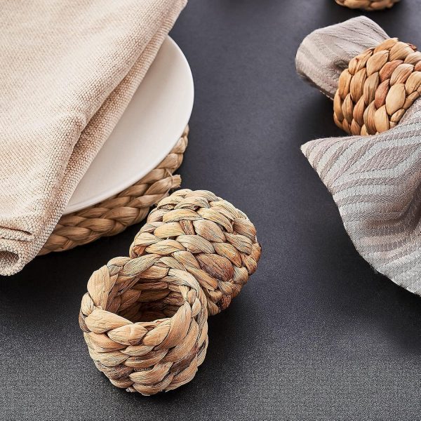 6pcs Farmhouse Napkin Rings Holder by Handmade, Rustic Woven Napkin Rings Holder, Fall Napkin Rings, Woven Napkin Rings for Thanksgiving, Christmas, New Year Eve, Easter - Image 4
