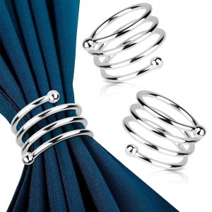 8Pcs Silver Dinner Napkins Rings Set - Napkin Rings Bulk Fall Dinner Table Decor Napkin Holder for Table Setting Decor Napkin Holder - Ring Holder for Wedding Decorations Kitchen Dining Table Decor