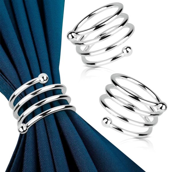 8Pcs Silver Dinner Napkins Rings Set - Napkin Rings Bulk Fall Dinner Table Decor Napkin Holder for Table Setting Decor Napkin Holder - Ring Holder for Wedding Decorations Kitchen Dining Table Decor