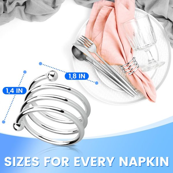 8Pcs Silver Dinner Napkins Rings Set - Napkin Rings Bulk Fall Dinner Table Decor Napkin Holder for Table Setting Decor Napkin Holder - Ring Holder for Wedding Decorations Kitchen Dining Table Decor - Image 2