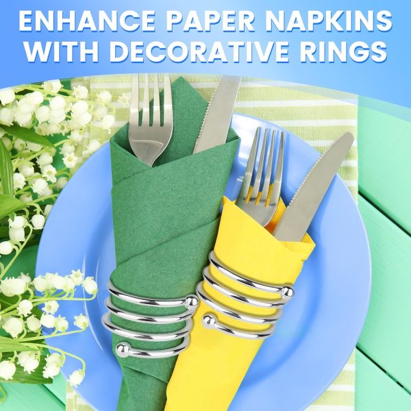 8Pcs Silver Dinner Napkins Rings Set - Napkin Rings Bulk Fall Dinner Table Decor Napkin Holder for Table Setting Decor Napkin Holder - Ring Holder for Wedding Decorations Kitchen Dining Table Decor - Image 5