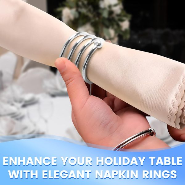 8Pcs Silver Dinner Napkins Rings Set - Napkin Rings Bulk Fall Dinner Table Decor Napkin Holder for Table Setting Decor Napkin Holder - Ring Holder for Wedding Decorations Kitchen Dining Table Decor - Image 6