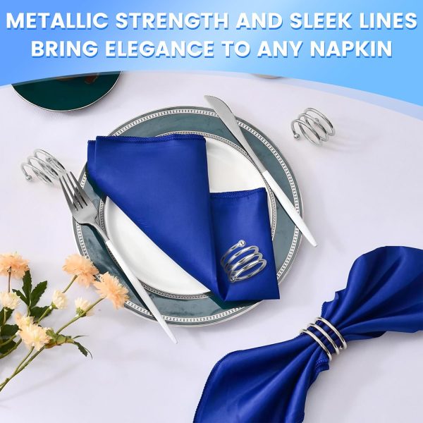 8Pcs Silver Dinner Napkins Rings Set - Napkin Rings Bulk Fall Dinner Table Decor Napkin Holder for Table Setting Decor Napkin Holder - Ring Holder for Wedding Decorations Kitchen Dining Table Decor - Image 7