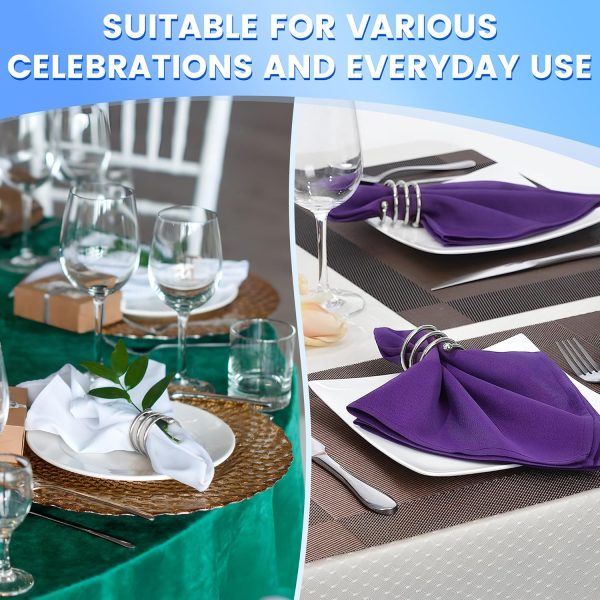 8Pcs Silver Dinner Napkins Rings Set - Napkin Rings Bulk Fall Dinner Table Decor Napkin Holder for Table Setting Decor Napkin Holder - Ring Holder for Wedding Decorations Kitchen Dining Table Decor - Image 8