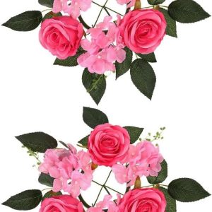 ABOOFAN 2pcs Artificial Candlestick Garland Tapers Candles Home Decoration Napkin Rings Holder Christmas Decor Floral Candle Flower Embellishments Vase Ring Silk Flower Household Bracket