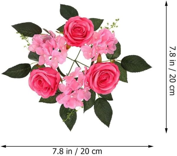 ABOOFAN 2pcs Artificial Candlestick Garland Tapers Candles Home Decoration Napkin Rings Holder Christmas Decor Floral Candle Flower Embellishments Vase Ring Silk Flower Household Bracket - Image 2