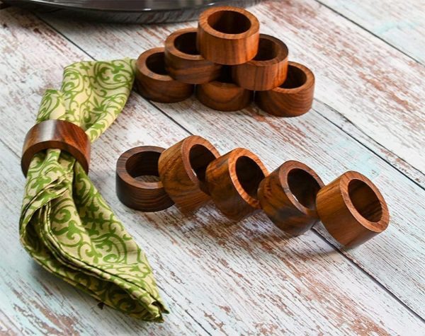 Ajuny Handcrafted Wooden Round Napkin Ring Sleek Plain Decorative 1.5 inch Napkin Holders for Table Décor Dinner Wedding Party Dining Parties Table Decoration Set of 12 - Image 2