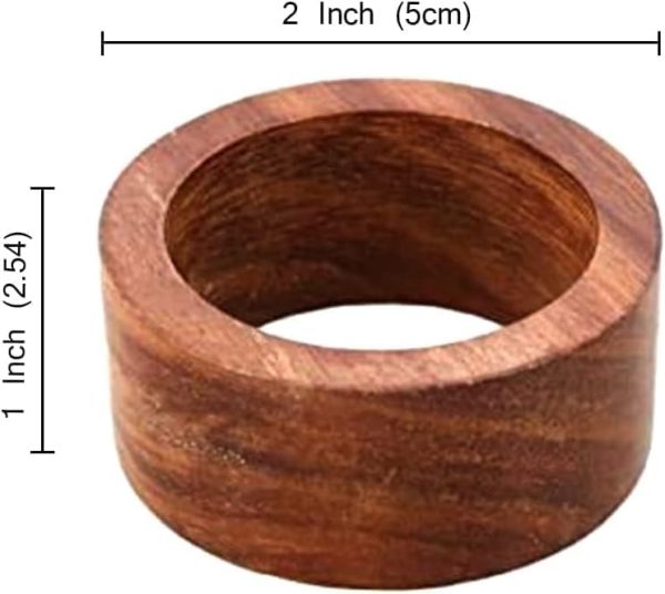 Ajuny Handcrafted Wooden Round Napkin Ring Sleek Plain Decorative 1.5 inch Napkin Holders for Table Décor Dinner Wedding Party Dining Parties Table Decoration Set of 12 - Image 3