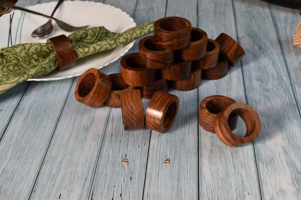 Ajuny Handcrafted Wooden Round Napkin Ring Sleek Plain Decorative 1.5 inch Napkin Holders for Table Décor Dinner Wedding Party Dining Parties Table Decoration Set of 12 - Image 6