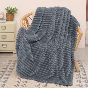 Catalonia Grey Fleece Throw Blanket for Couch, Super Soft Fuzzy Plush Blanket for Adults and Kids, All Seasons Lounging Velvet Blanket, Living Room Decor Blanket
