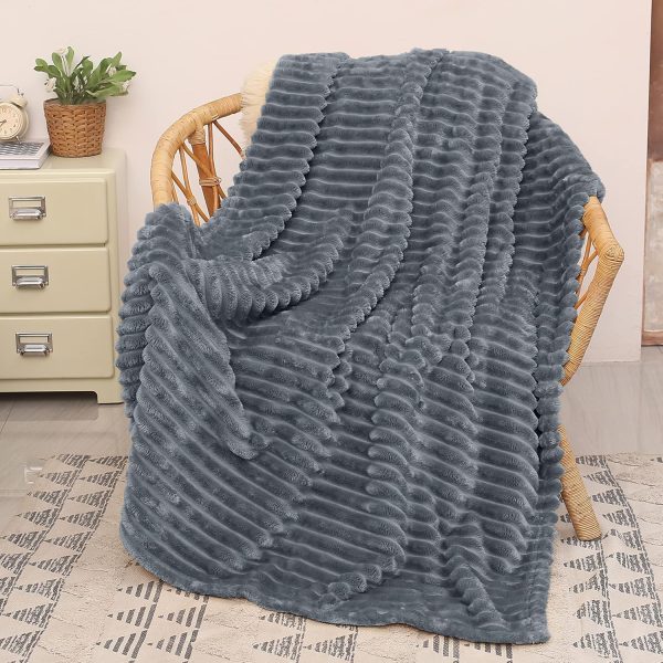 Catalonia Grey Fleece Throw Blanket for Couch, Super Soft Fuzzy Plush Blanket for Adults and Kids, All Seasons Lounging Velvet Blanket, Living Room Decor Blanket