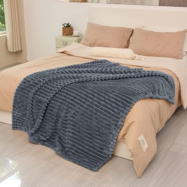 Catalonia Grey Fleece Throw Blanket for Couch, Super Soft Fuzzy Plush Blanket for Adults and Kids, All Seasons Lounging Velvet Blanket, Living Room Decor Blanket - Image 2