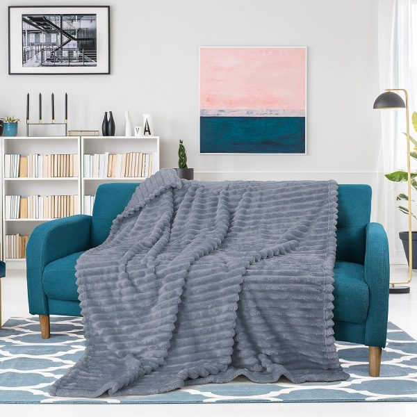 Catalonia Grey Fleece Throw Blanket for Couch, Super Soft Fuzzy Plush Blanket for Adults and Kids, All Seasons Lounging Velvet Blanket, Living Room Decor Blanket - Image 6