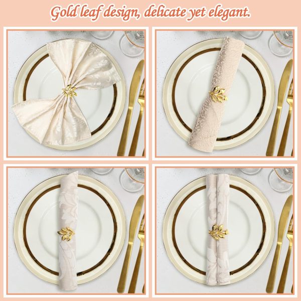 Coitak Gold Napkin Rings, 12 PCS Metal Spiral Napkin Rings, Napkin Holders Buckles for Wedding, Dinner Party, Table Decorations (Gold leaf) - Image 5