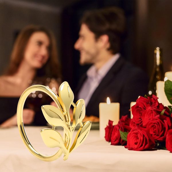 Coitak Gold Napkin Rings, 12 PCS Metal Spiral Napkin Rings, Napkin Holders Buckles for Wedding, Dinner Party, Table Decorations (Gold leaf) - Image 7