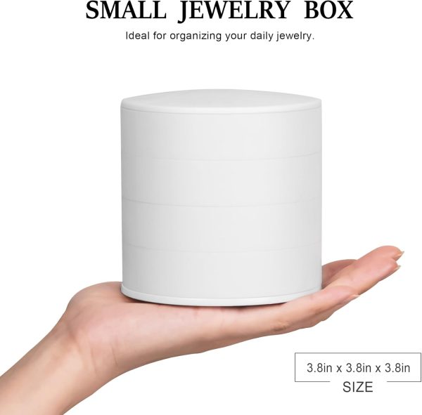 Jewelry Organizer, Small Jewelry Storage Box Earring Holder for Women, 5-Layer Rotating Travel Jewelry Tray Case with Lid for Bracelets Rings Bracelets - Image 2