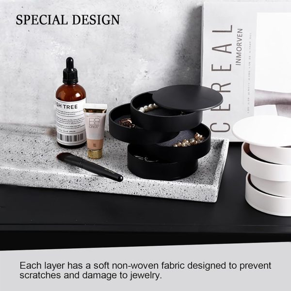 Jewelry Organizer, Small Jewelry Storage Box Earring Holder for Women, 5-Layer Rotating Travel Jewelry Tray Case with Lid for Bracelets Rings Bracelets - Image 5