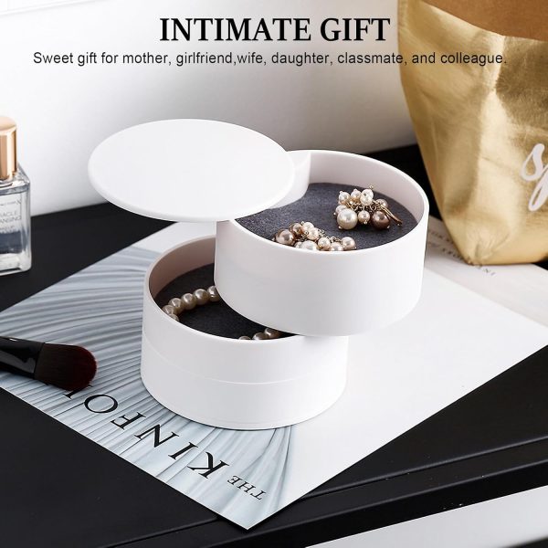 Jewelry Organizer, Small Jewelry Storage Box Earring Holder for Women, 5-Layer Rotating Travel Jewelry Tray Case with Lid for Bracelets Rings Bracelets - Image 7