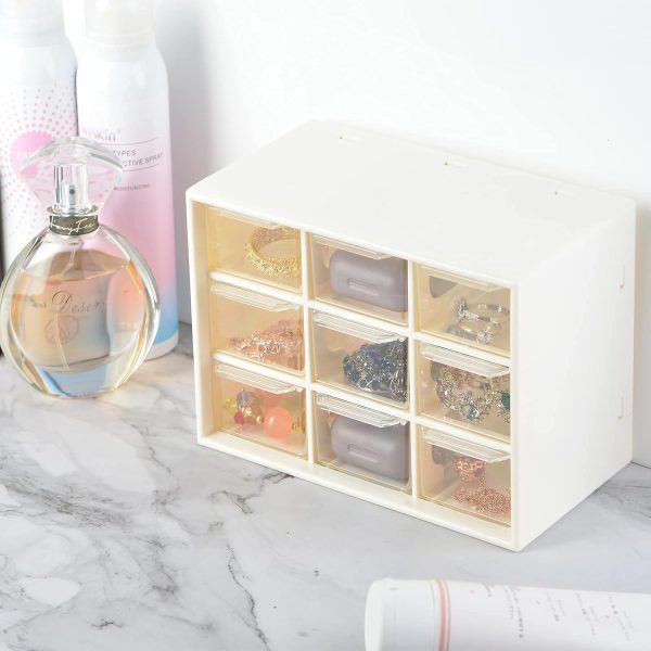 Shoccolt Desktop Drawer Organizer Mini Plastic Office Supplies Desk Storage Jewelry Organizer Box 9 Removable Drawers Storage Box Makeup Drawers for Office & Home White - Image 6