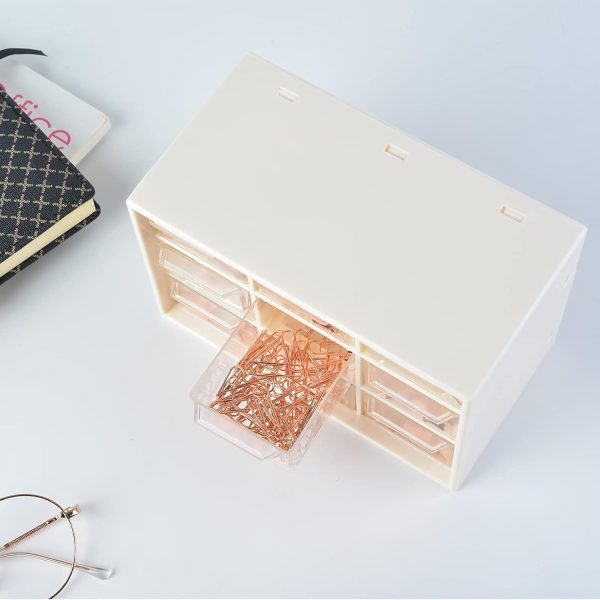 Shoccolt Desktop Drawer Organizer Mini Plastic Office Supplies Desk Storage Jewelry Organizer Box 9 Removable Drawers Storage Box Makeup Drawers for Office & Home White - Image 7
