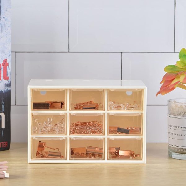 Shoccolt Desktop Drawer Organizer Mini Plastic Office Supplies Desk Storage Jewelry Organizer Box 9 Removable Drawers Storage Box Makeup Drawers for Office & Home White - Image 8