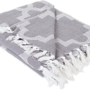 DII Modern Moroccan Cotton Blanket Throw with Fringe for Couch, Chair, Guest Room, Picnic, Camping, Beach, & Everyday Use, 50x60, Gray