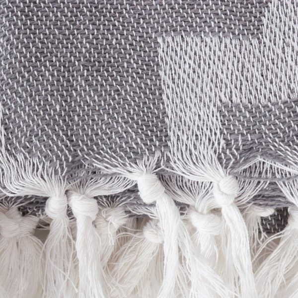 DII Modern Moroccan Cotton Blanket Throw with Fringe for Couch, Chair, Guest Room, Picnic, Camping, Beach, & Everyday Use, 50x60, Gray - Image 2