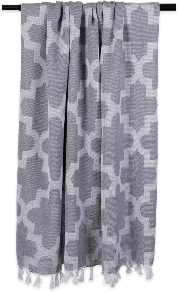 DII Modern Moroccan Cotton Blanket Throw with Fringe for Couch, Chair, Guest Room, Picnic, Camping, Beach, & Everyday Use, 50x60, Gray - Image 3