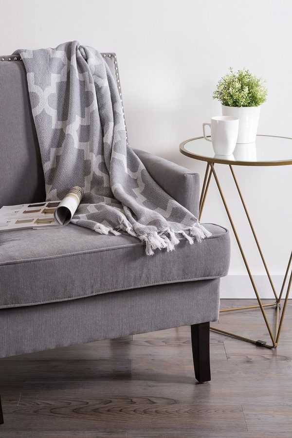 DII Modern Moroccan Cotton Blanket Throw with Fringe for Couch, Chair, Guest Room, Picnic, Camping, Beach, & Everyday Use, 50x60, Gray - Image 5