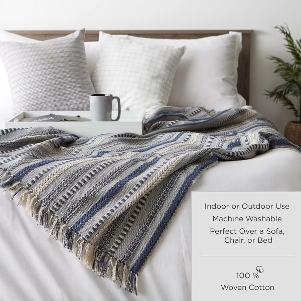 DII Modern Moroccan Cotton Blanket Throw with Fringe for Couch, Chair, Guest Room, Picnic, Camping, Beach, & Everyday Use, 50x60, Gray - Image 8