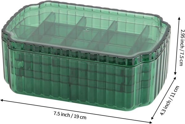 LETURE 3-Layer Jewelry Organizer Box for Earrings, Rings, Necklaces, Bracelets, Clear Plastic Bead Storage Containers for Crafts (Green) - Image 3