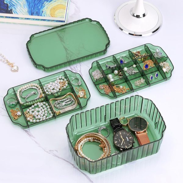 LETURE 3-Layer Jewelry Organizer Box for Earrings, Rings, Necklaces, Bracelets, Clear Plastic Bead Storage Containers for Crafts (Green) - Image 5