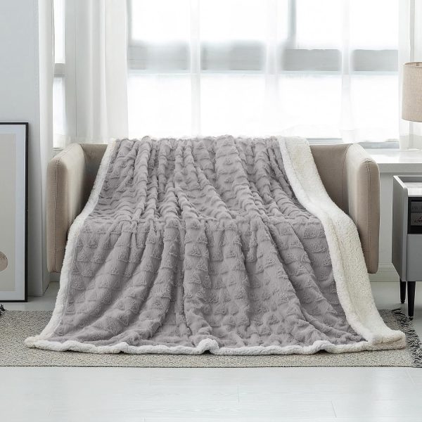 LOMAO Throw Blanket for Couch - Fleece Blankets & Throws Faux Fur Blanket Soft Fuzzy Sherpa Blanket Cozy Blanket Gift Throw Blankets for Bed,Sofa (50x60,Grey)