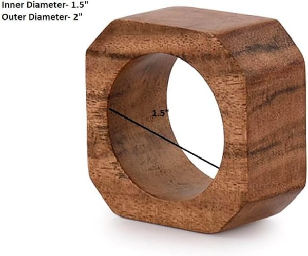 Napkin Ring Acacia Wood Napkin Rings Classic Everyday Use Thanksgiving, Christmas Napkin Rings Buckles,Festive Party Gift Farmhouse for Table Decorations (Set of 12, Brown) - Image 5