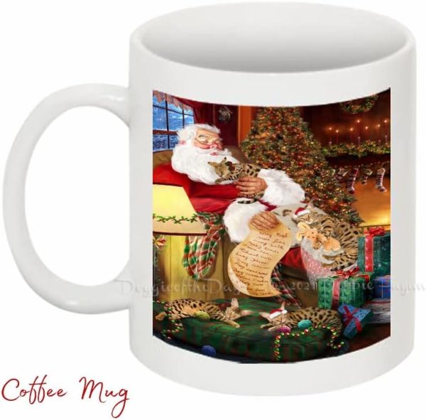 The Ultimate Dog Lover Christmas Basket Santa Sleeping with Savannah Cats Blanket, Pillow, Coasters, Magnet Coffee Mug and Ornament - Image 4