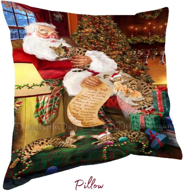 The Ultimate Dog Lover Christmas Basket Santa Sleeping with Savannah Cats Blanket, Pillow, Coasters, Magnet Coffee Mug and Ornament - Image 7
